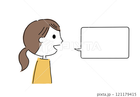 笑顔の女性と吹き出し 121179415