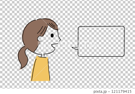 Smiling woman and speech bubble 121179415