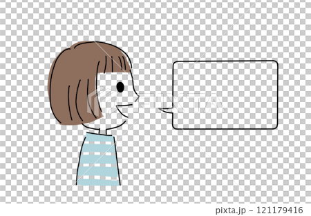 Smiling woman and speech bubble 121179416