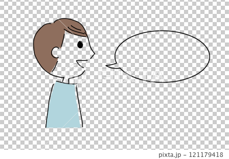 Smiling man and speech bubble Smiling man and speech bubble 121179418