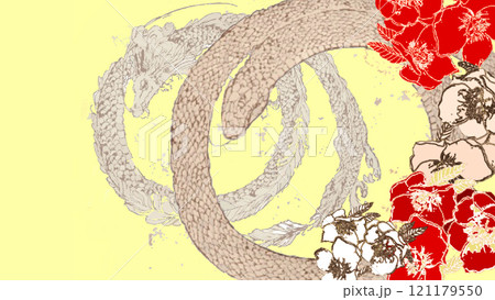 巳年の蛇の年賀状テンプレート 121179550