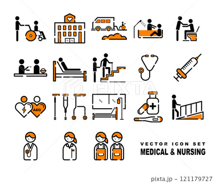 介護と医療のベクターアイコンセット 121179727