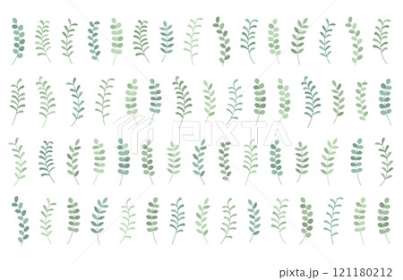 葉っぱのベクターイラスト素材セット 春 グリーン 植物 シルエット  ラフ シンプル かわいい 121180212