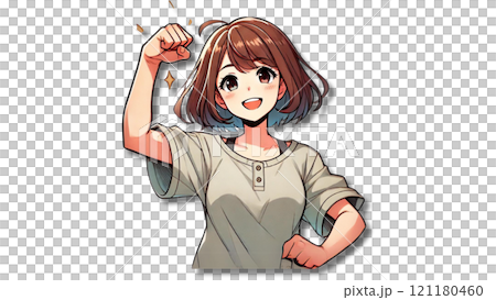 A woman posing with a smile and full of energy A woman smiling and full of motivation 121180460