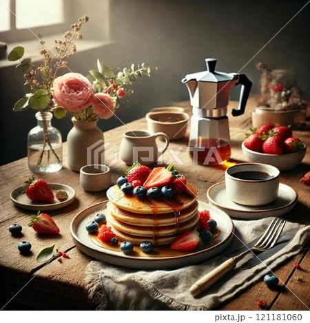 オシャレなパンケーキでティータイム 121181060