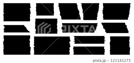 破れた紙フレーム　ギザギザ　コラージュ　マスキング　ベクター　イラスト　セット	 121181273
