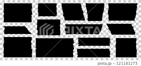 破れた紙フレーム　ギザギザ　コラージュ　マスキング　ベクター　イラスト　セット	 121181273