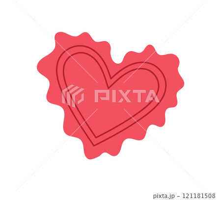 Flat pink wax seal with a heart shape, symbolizing love and romance, perfect for Valentine's Day messages or decorations. Concept of celebration, creativity, and handmade stationery, ideal for Flat pink wax seal with a heart shape, symbolizing love and romance, perfect for Valentine's Day messages or decorations. Concept of celebration, creativity, and handmade stationery, ideal for 121181508