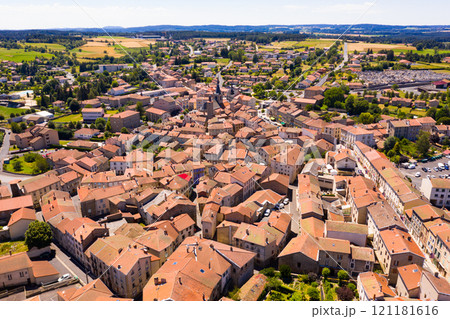 Panoramic view from above on city Craponne-sur-Arzon. France 121181616