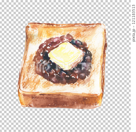 Watercolor illustration of anko butter toast 121183513