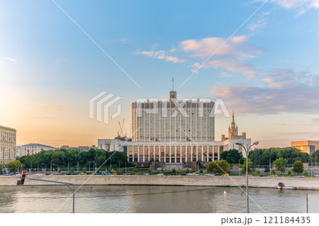 House of the government of the russian federation, White House, at summer sunset, Moscow, Russia. House of the government of the russian federation, White House, at summer sunset, Moscow, Russia. 121184435