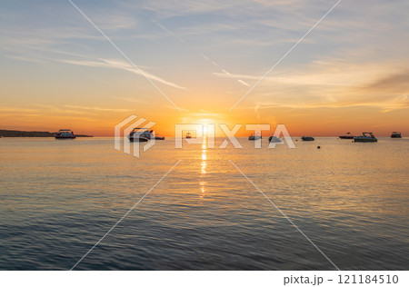 Sunrise over the sea. Panoramic seascape. Sunrise over the sea. Panoramic seascape. 121184510