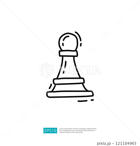 A simple line drawing of a chess pawn, representing strategy and gameplay in chess. A simple line drawing of a chess pawn, representing strategy and gameplay in chess. 121184965