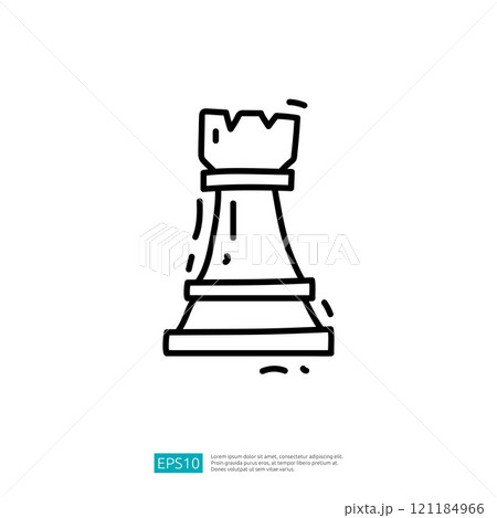 This image depicts a simple, stylized illustration of a chess rook, representing a piece used in the game of chess. This image depicts a simple, stylized illustration of a chess rook, representing a piece used in the game of chess. 121184966