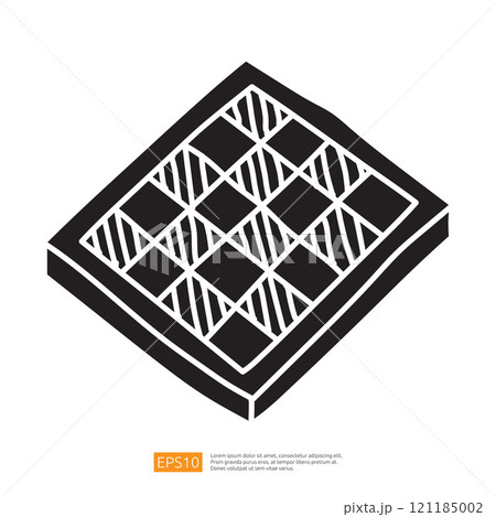 A stylized illustration of a chocolate bar with a geometric pattern, emphasizing its texture and design. A stylized illustration of a chocolate bar with a geometric pattern, emphasizing its texture and design. 121185002