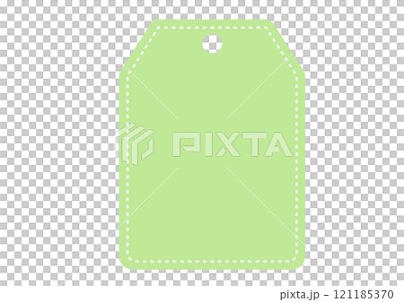 A luggage tag-shaped frame with dotted lines that resemble stitching, no main lines A luggage tag-shaped frame with dotted lines that resemble stitching, no main lines 121185370
