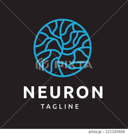 Neuron Nerve Cell Logo Design Inspiration Modern Shape Coral Seaweed Illustration with Dark Background 121185608