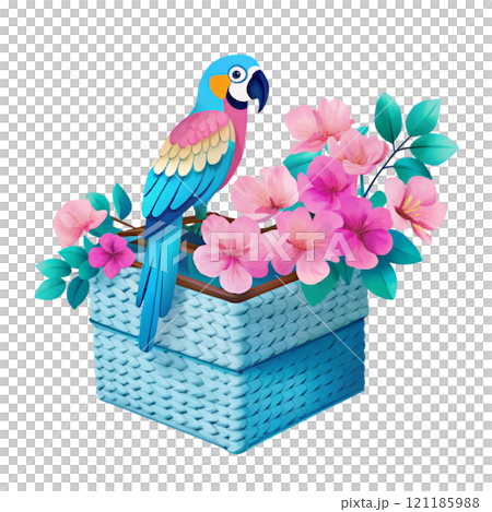 National Flowers with Gift Boxes and Cute Animals 121185988