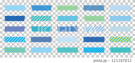 美紋紙膠帶藍淺藍清爽顏色設定向量 121187012