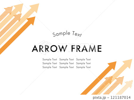矢印　フレーム 背景　オレンジ　上昇　上がる	 121187014
