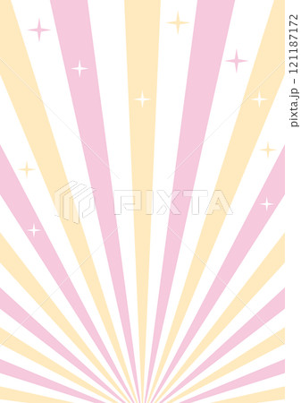 放射線　縦長　背景　ピンク　黄色　キラキラ	 121187172