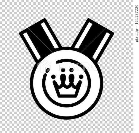 A simple and cute medal icon with a picture of a crown 121187226