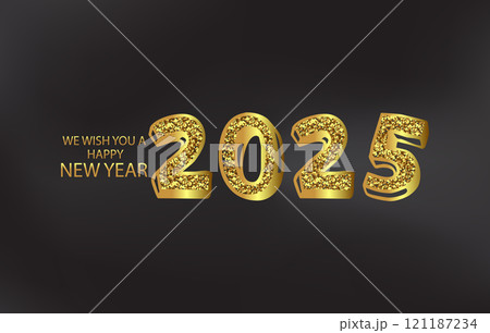 We Wish You a Happy New Year Year Gold Glitter bright and Stunning 2025 Text Design We Wish You a Happy New Year Year Gold Glitter bright and Stunning 2025 Text Design 121187234