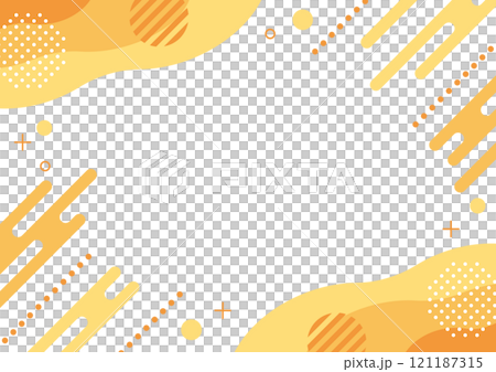 抽象的　フレーム 液体　水玉　キラキラ　オレンジ	 121187315