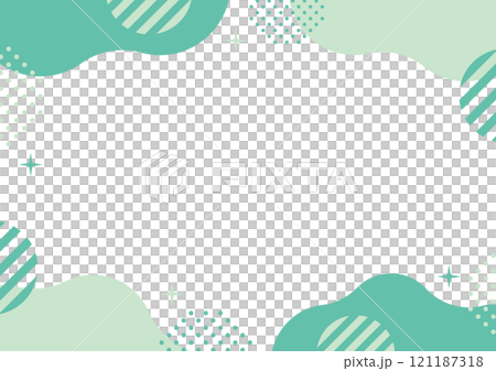 抽象的　フレーム 緑　黄緑　水玉　キラキラ　シェイプ	 121187318