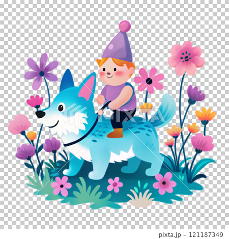 Cute Gnome Puppy pretty flowers Cute Gnome Puppy pretty flowers 121187349