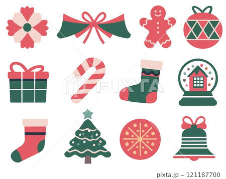 Christmas Icons Set with Holiday Decorations and Festive Symbols Christmas Icons Set with Holiday Decorations and Festive Symbols 121187700