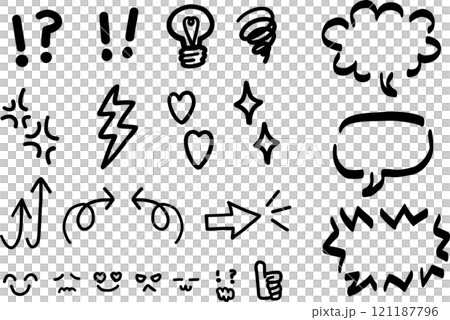 簡單的手寫語音泡棉漫畫標記集 121187796