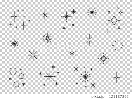 キラキラ　シンプル　線　セット　黒	 121187892