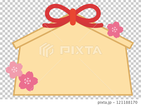 Cherry blossom and votive plaque frame illustration Cherry blossom and votive plaque frame illustration 121188170