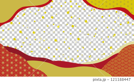 Japanese style banner background with gold leaf and Japanese patterns / red Japanese style banner background with gold leaf and Japanese patterns / red 121188447