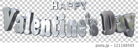 3DCG文字「Happy Valentine's Day/ハッピーバレンタインデー」シルバー,銀 121188505