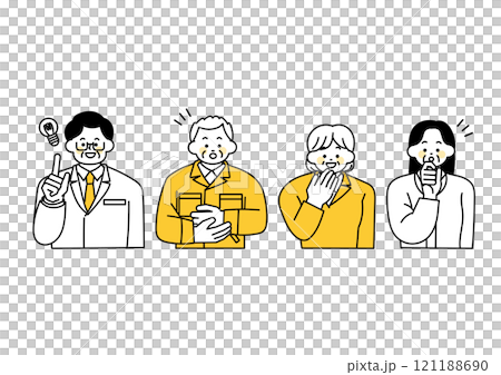 何かを理解した中年男性と女性のイラストセット 121188690