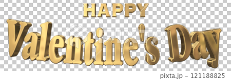 3DCG characters "Happy Valentine's Day" in gold 3DCG characters "Happy Valentine's Day" in gold 121188825
