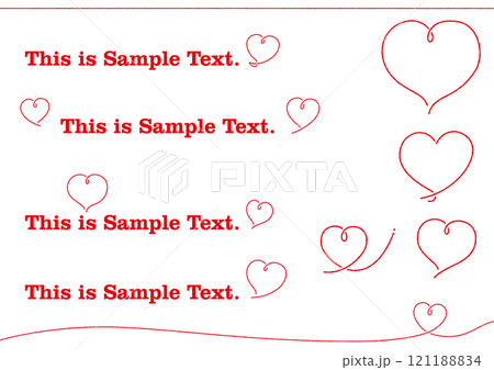 手書き線のかわいいハートマークセット 線画 赤 手書き線のかわいいハートマークセット 線画 赤 121188834