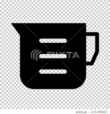 シンプルな計量カップのシルエットアイコン 121189022