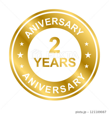 2 year anniversary gold icon vector for graphic design, logo, website, social media, mobile app, UI illustration 121189087