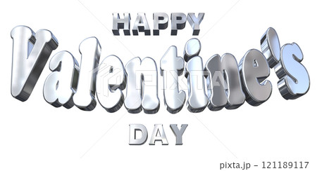 3DCG文字「Happy Valentine's Day/ハッピーバレンタインデー」シルバー,銀 3DCG文字「Happy Valentine's Day/ハッピーバレンタインデー」シルバー,銀 121189117