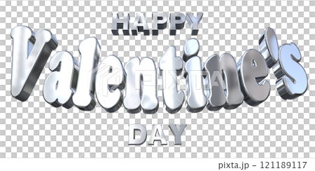 3DCG文字「Happy Valentine's Day/ハッピーバレンタインデー」シルバー,銀 3DCG文字「Happy Valentine's Day/ハッピーバレンタインデー」シルバー,銀 121189117