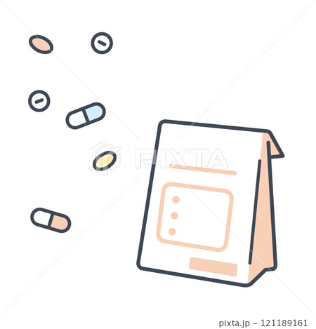 薬と薬袋のイラスト素材 121189161
