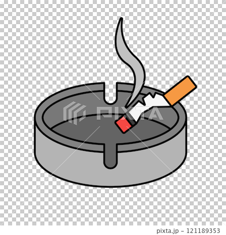 Ashtray and cigarette butts icon 121189353