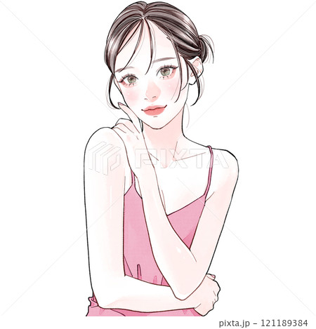 自分で自分を抱きしめる女性 121189384