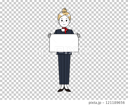 パンツスタイルで接客する女性のイラスト 美容アドバイススタッフ パンツスタイルで接客する女性のイラスト 美容アドバイススタッフ 121189656