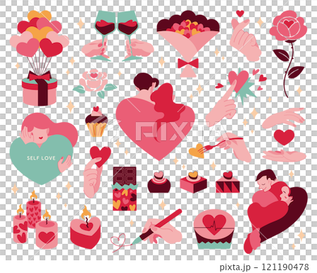 A cute illustration of a sweet and sparkly Valentine's Day A cute illustration of a sweet and sparkly Valentine's Day 121190478