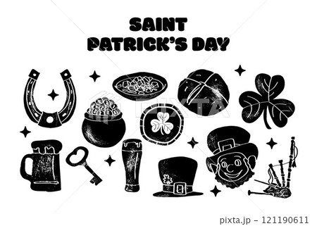Saint Patrick's Day party flyer, Traditional Irish holiday. Set of vector illustrations. Saint Patrick's Day party flyer, Traditional Irish holiday. Set of vector illustrations. 121190611