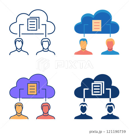 Cloud document sharing icon set 121190739